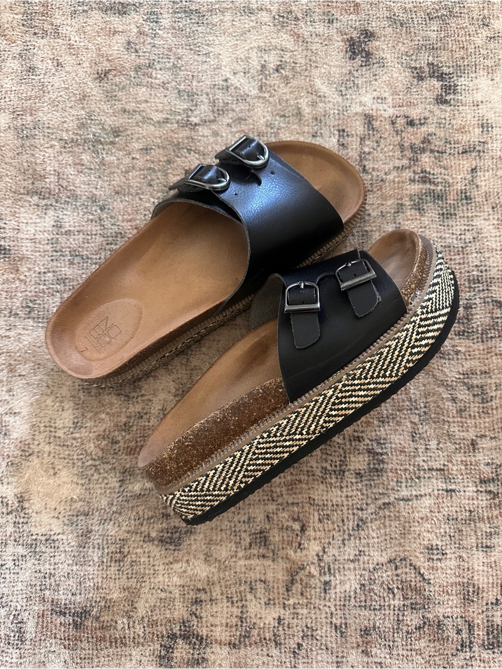 Black Platform Slide Sandals SZ 7